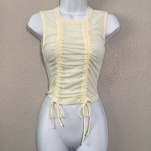 BDG Cream Sexy Sheer Ruched Club Rave Festival Summer Lightweight Gauzy Top XS